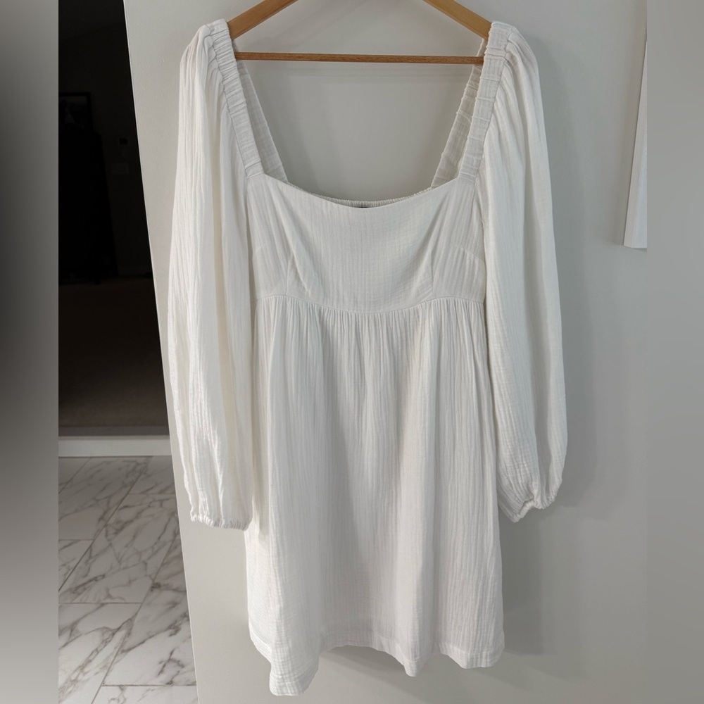 J. Crew White Long Sleeve Dress